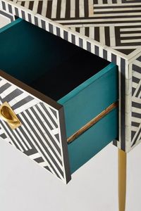 MEUBLES EN INSTALLATION D'OS INLAIE D'OS TRADITION ARTISANAT Table de chevet personnalisée et florale Incrustation d'os Salon de l'Inde - Product Image 5