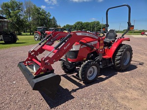 Massey Ferguson 1825E Tractor joystick midmount couplers grill guard 60 bucket with QT rear R4 industrial <b>tires</b> Cat 1 3pt 540 r - Product Image 3
