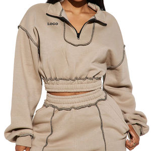 เสื้อสเวตเตอร์ผ้าเกล็ดปลาแขนยาวสำหรับผู้หญิงเสื้อครอปแฟชั่นลำลองออกแบบโลโก้ได้ตามต้องการมีสไตล์2025 - Product Image 1