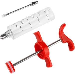 Мясной инжектор пластиковый кухонный шприц для маринада с иглой из нержавеющей стали (красный/черный) - Product Image 2