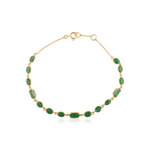 Pulsera de Cadena Elegante con Gema de Esmeralda 100% Auténtica, Diseño Simple y Nuevo, Pedido al por Mayor, Proveedor de Joyería Fina de Oro Amarillo Sólido de 18K - Product Image 3