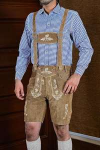 Shemax Trachten Shorts pour hommes Lederhosen Shaded Grey OEM Custom New Bavarian Oktoberfest Lederhosen - Product Image 3