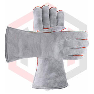 Custom Logo Cowhide Leather Welding <b>Gloves</b> Heat-Resistant <b>Waterproof</b> for Construction Mechanics Argon Safety <b>Work</b> Cotton Liner - Product Image 3