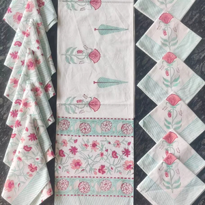 Tapetes de mesa de comedor de algodón de lona Sanganeri tradicional indio moderno bloque de mano patrón Floral manteles individuales cubierta de mesa de corredor - Product Image 2