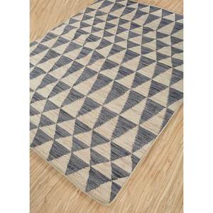 พรมขนสัตว์ทอแบบเรียบสีเทาและสีดำ รุ่น Indusbar Dwrm-173 ลายเรขาคณิตและลวดลายนามธรรม รูปทรงสี่เหลี่ยมผืนผ้าและลายทาง สำหรับใช้ปูพื้นบ้าน - Product Image 2