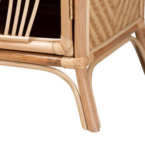 Mesita de noche de mimbre/ratán de madera maciza de 22 pulgadas, muebles de dormitorio de estilo escandinavo antiguo, función ajustable para uso doméstico - Product Image 6