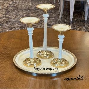 Support de bougie en aluminium de conception européenne, finition or blanc, artisanat, écologique, forme personnalisable, décoration d'intérieur - Product Image 2