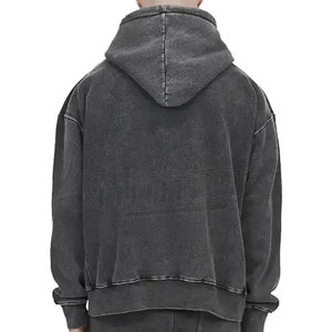 Sudaderas con capucha para hombre Lavado con ácido Color sólido liso en blanco Tallas grandes Peso pesado 2025 Sudadera con capucha para hombre Lavado con ácido - Product Image 3