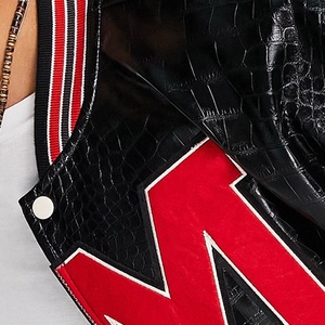 OEM personalizado bordado logotipo Pu cuero motocicleta chaqueta Bomber Letterman Varsity chaqueta para hombres béisbol universitario - Product Image 5