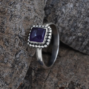 925 Sterling Silver Natural Amethyst Ring <b>Purple</b> Stone Wedding Ring Christmas Day Gift Wholesale Jewelry - Product Image 2