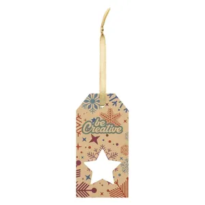 Étiquette cadeau personnalisée en kraft en forme d'étoile pour la promotion des produits de Noël - Product Image 1