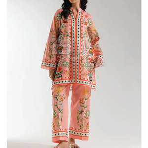 ชุดสตรีสำหรับใส่ในชีวิตประจำวัน ชุดสตรีแบบสั่งตัดตามฤดูกาล ชุดชาลวาร์ คามีซแบบปากีสถาน ผ้าฝ้ายระบายอากาศได้ดี - Product Image 1