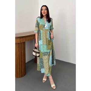 Green <b>Loose</b> Patterned <b>Dress</b> - Green - Product Image 1