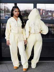 Conjunto de Sudadera con Capucha y Pantalones Deportivos de Felpa Francesa con Estampado Gráfico, Lavado Ácido, Estilo Holgado, con Cremallera, para Hombre, de Alta Calidad - Product Image 4