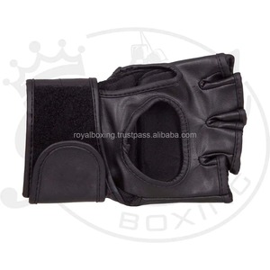 Demi-doigt personnalisé grappling MMA gants en cuir sac de sable gants de frappe combat Muay Thai gants d'entraînement - Product Image 4