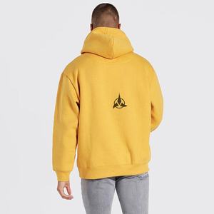 Sweat à capuche d'hiver décontracté pour hommes 100% coton tissu français surdimensionné à la mode Style Hip Hop sérigraphie solide Logo brodé - Product Image 4