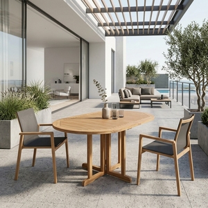 Natural Teak Wood <b>Folding</b> Outdoor <b>Garden</b> <b>Table</b> Oval Drop Leaf Slatted Patio Dining <b>Table</b> Setup Room Setup Decor Pure Art Design - Product Image 3