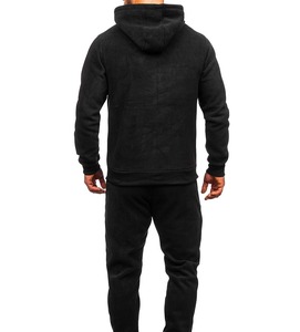 Sweat-shirt à capuche actif décontracté avec logo brodé personnalisé pour hommes Survêtement avec fermeture éclair Survêtements d'extérieur survêtements OEM - Product Image 3