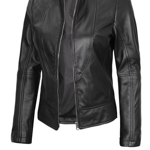 Chaqueta de Cuero Transpirable para Mujer, con Logotipo Personalizado, Cierre Frontal, Cuello Alto, Múltiples Bolsillos, Mangas Largas, para Uso en Exteriores - Product Image 2