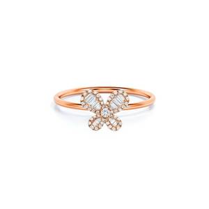 แหวนเพชรทรงผีเสื้อแบบบาแกตต์ ประดับเพชรแบบคลัสเตอร์  สำหรับงานหมั้น งานแต่งงาน ของขวัญสำหรับผู้หญิง  ใส่ไปงานปาร์ตี้ - Product Image 2