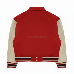 Veste universitaire en laine de haute qualité 450 GSM couleur rouge et crème personnalisée Chenille Patch broderie veste universitaire pour homme - Product Image 2
