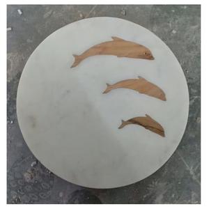 Dessous de verre design unique de forme ronde nouveau style pour la maison incrustation de marbre et de bois tasse à café et à thé avec taille et couleur personnalisées - Product Image 1