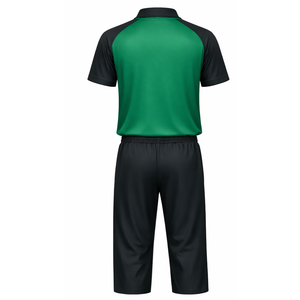 Uniforme de Cricket Verde para Hombre, Sublimado, Transpirable, con Patrón Geométrico Moderno, Jersey de Cricket y Conjunto de Pantalones Negros Profesionales - Product Image 2