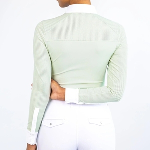 Camisa ecuestre ventilada para mujer Ropa personalizada elástica ligera de 4 vías Venta al por mayor Baselayer Top Camisas de equitación - Product Image 3