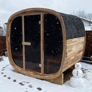 Sauna Tradicional de Vapor para 2-4 Personas, Construcción con Paneles de Cedro Rojo, Sauna Cuadrada con Puertas de Vidrio Tintado - Product Image 1