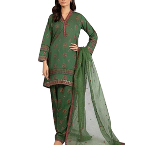 Trajes bordados sin coser para mujer, elegantes trajes paquistaníes para mujer, traje de 3 piezas de césped para mujer de alta calidad - Product Image 1
