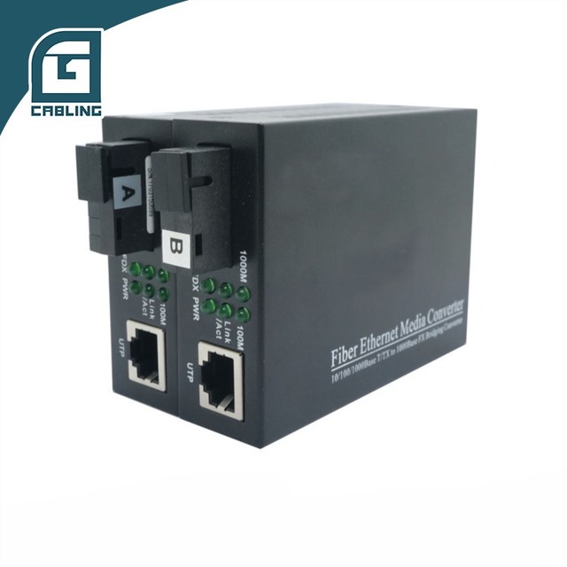 Gcabling FTTH Fiber Converter 10/100/1000m Fiber Media Converter 25km SC LC Connector Rj45 Gigabit Fiber Optical Media Converter