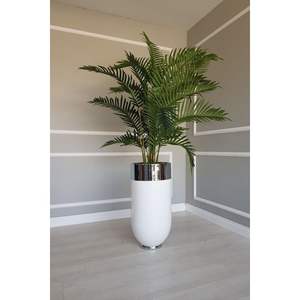 Soporte de planta de metal blanco clásico y plateado grande moderno soporte de exhibición de flores para interiores - Product Image 1