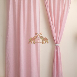 Cortinas de Algodón a Rayas Estilo Boho, Hechas a Mano con Bloques de Tinta, para Sala de Estar y Decoración del Hogar - Product Image 5