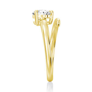 Bague de fiançailles solitaire VIBHINI en or 18 carats plaqué rhodium avec moissanite sertie à griffes, coupe ronde, élégante - Product Image 3