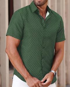 เสื้อเชิ้ตแขนสั้นพิมพ์ลายลำลองผ้าฝ้ายคุณภาพสูงใหม่ ระบายอากาศได้ดี ซักเครื่องได้ เหมาะสำหรับผู้ชาย ใส่ได้ทั้งฤดูใบไม้ผลิ/ฤดูร้อน - Product Image 3