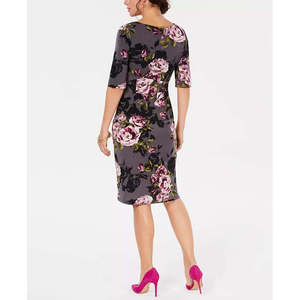 Abito Sarong Floreale Confortevole da Donna, Colore Antracite, Taglia 8 Petite, Silhouette a Tubino per la Stagione Primaverile - Product Image 2