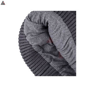 Bonnets d'hiver en tricot chaud unisexe en polyester/coton, design de crâne à revers, broderie à la main douce, motif uni - Product Image 5