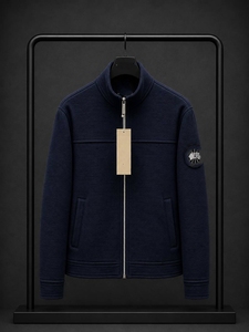 <b>Men's</b> <b>White</b> Cotton Puffer <b>Jacket</b> Stand Collar Zipper Closure Casual Knitted Solid Color Winter Wear Waterproof Nonwoven Front - Product Image 4
