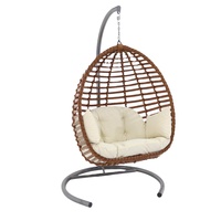Fauteuil suspendu œuf moderne Kugu pour extérieur et intérieur, en bois et macramé, avec support métallique, pour hôtel, jardin et patio, pour adultes
