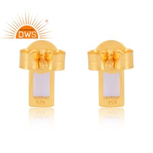 Superventas Plata esterlina 18K chapado en oro Natural Arco Iris Luna piedra preciosa Stud pendiente Demi joyería fabricante - Product Image 4