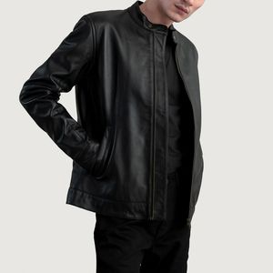 Chaqueta de motorista de cuero negro genuino para hombres Elegantes opciones personalizadas OEM disponibles a precios al por mayor Diseños elegantes de moda - Product Image 3