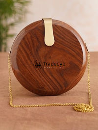 Embrague de madera artístico de calidad superior con perlas y correas de cadena para uso nocturno de moda de Tradebyd - Product Image 4