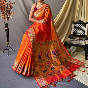 Women's Practical Traditional Saree with <b>Small</b> Floral Print Light Fabric Contrast Blouse for Parties - Product Image 3