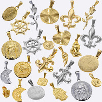 Breloques boussole fleur rose bricolage personnalisées breloques mains de Jésus en prière breloques étanches en acier inoxydable PVD 18k pour femmes