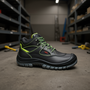 Tibetan S3 EN20345 Leather Safety Boots Size 46 Black/Neon Green-REMISBER - Product Image 3