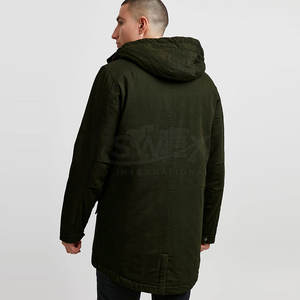 Ventes en gros de parkas à queue de poisson pour hommes de haute qualité avec logo personnalisé, couleurs unies, veste personnalisée à queue de poisson - Product Image 4