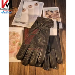 Gants de conduite d'hiver en cuir de daim de qualité supérieure Gants de moto rembourrés épais Doublure chaude Temps froid Coupe-vent Main Bras - Product Image 4