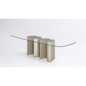 Minimalist Titanium Dining <b>Table</b> with <b>Clear</b> Glass Top Rectangle Four Legs Assembled Home Furniture for Home Office Kitchen Use - Product Image 3