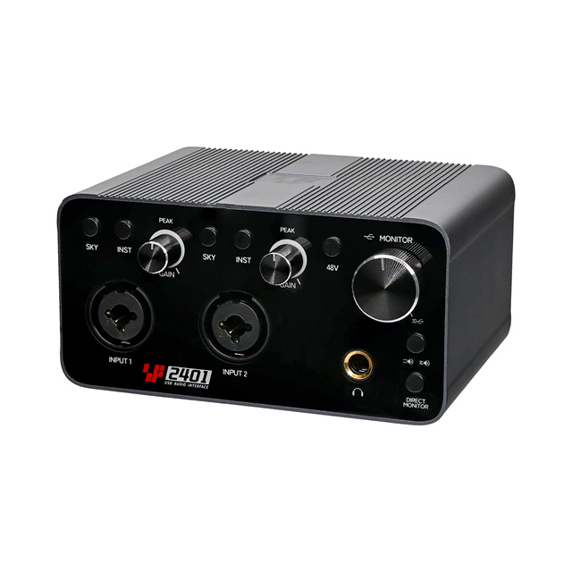 USB 2-in-2 Out Audio Interface 2-Channel Recording Sound Card for Vocals Instruments Podcasts Streaming
