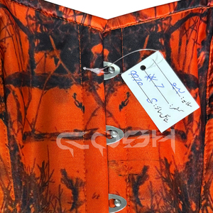 Orange Jungle Print Breathable Everyday Satin Overbust Waist Cincher Halloween Corset - Product Image 4